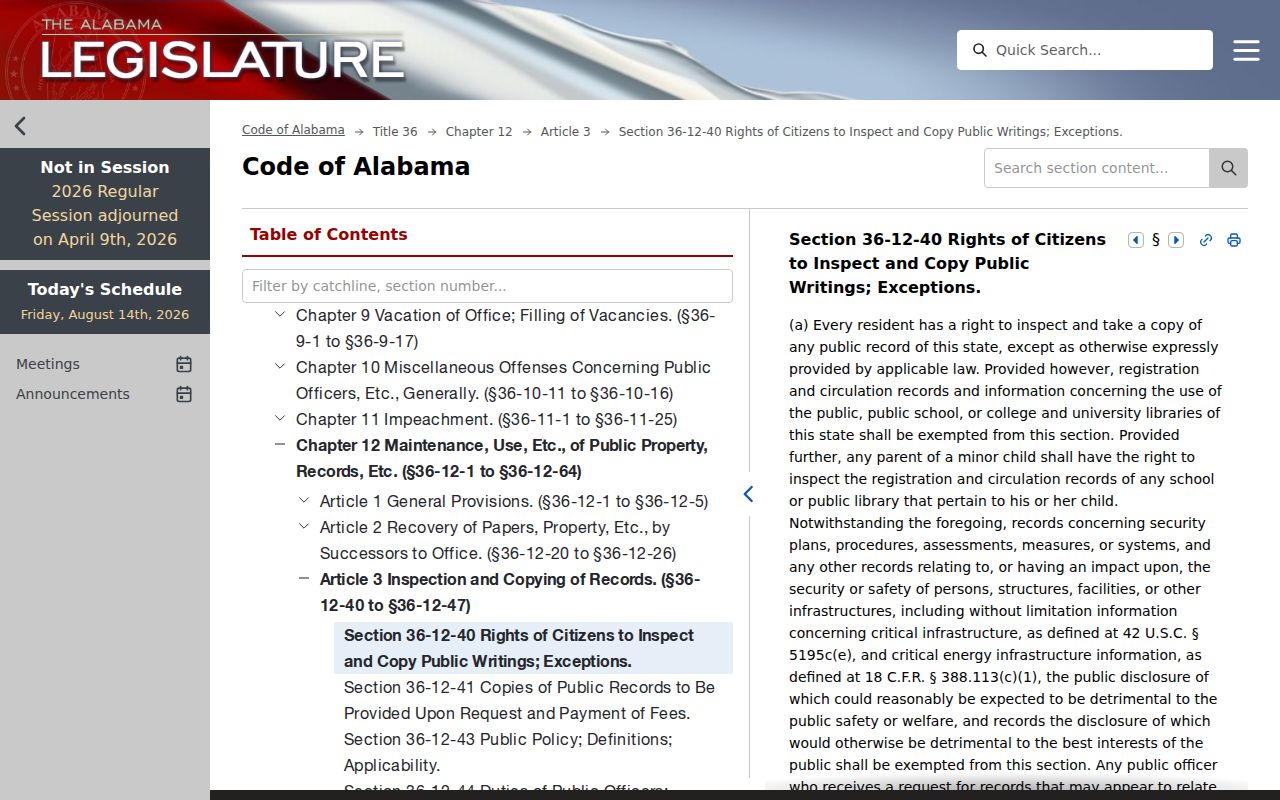 Decatur residents directory Alabama Open Records Law source